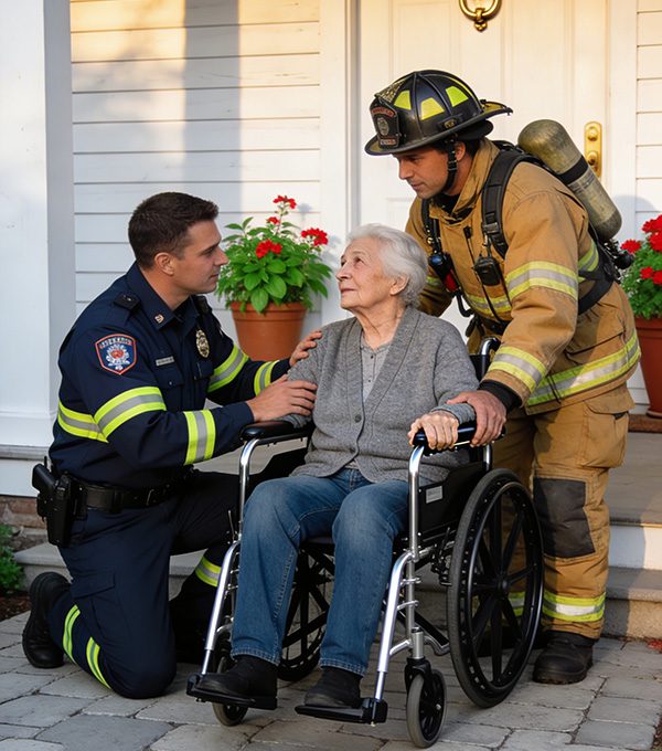 action-rescue-elderly Responder helping person with disability